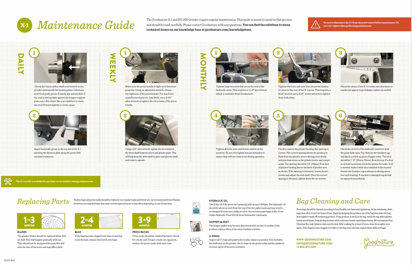 X-1 Maintenance 17" x 11" Guide