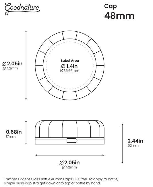 Black Tamper Evident Glass Bottle Caps - 24 pack