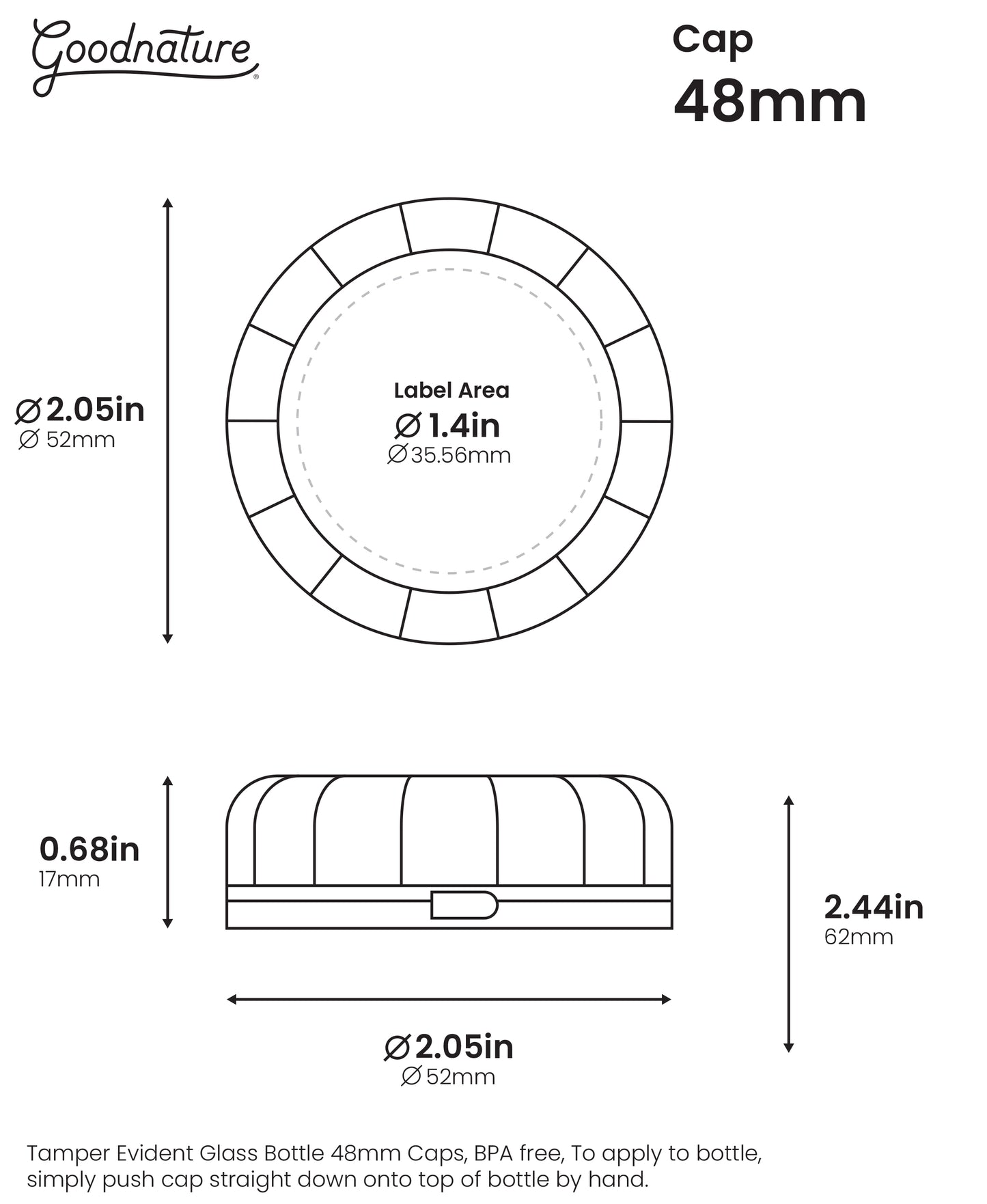 Black Tamper Evident Glass Bottle Caps - 2,000 pack